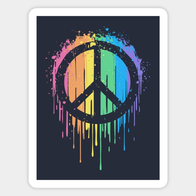 Rainbow Drip Peace Magnet by katiestack.art